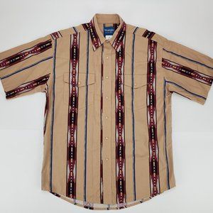 Vintage Wrangler Western Pearl Snap Aztec Shirt L